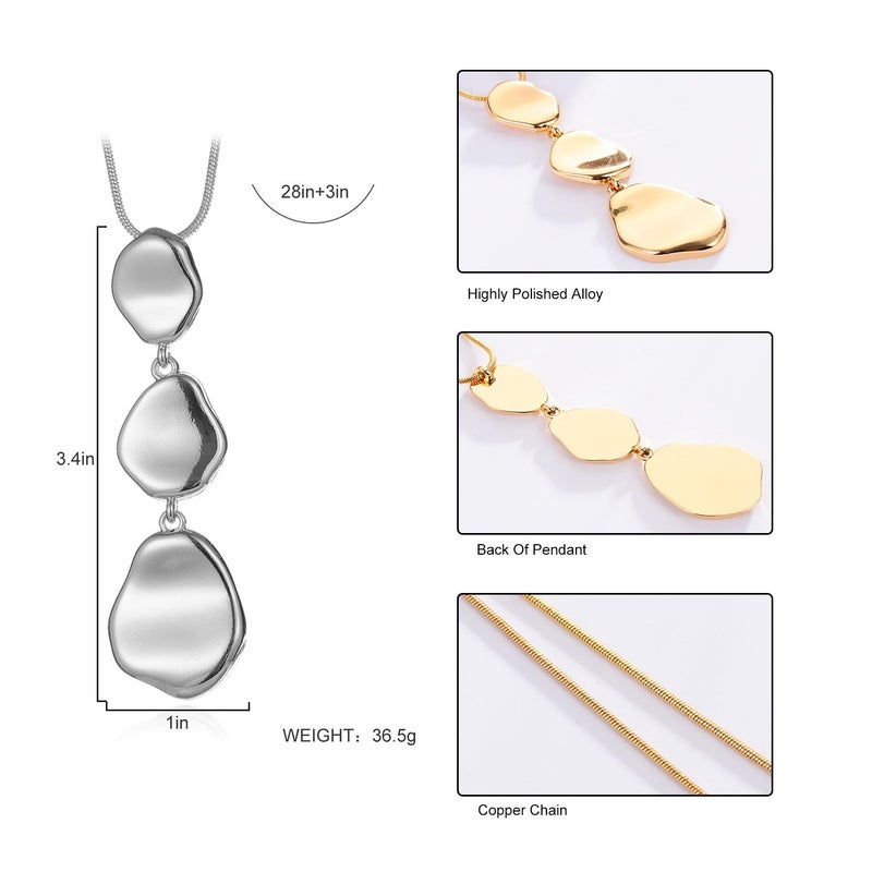 welbijoux Long Chain Necklace Silver Plating Mulit-Layer Y Pendant Necklace for Women - Image 4